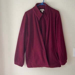 Appleseed’s Women’s Red Zip Up Fleece Jacket XL Cozy Comfy